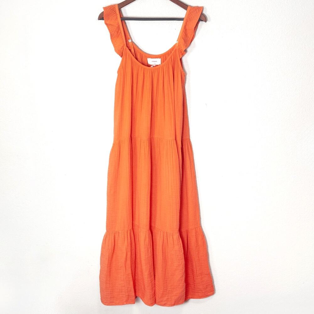 Xirena Cotton Gauze Maxi Dress Orange Size L Resortwear Artisanal